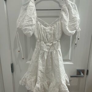 white lace mini dress